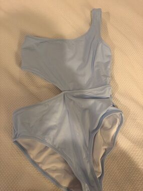 Girls Stella Cove Light Blue One-Shoulder Cutout Swimsuit